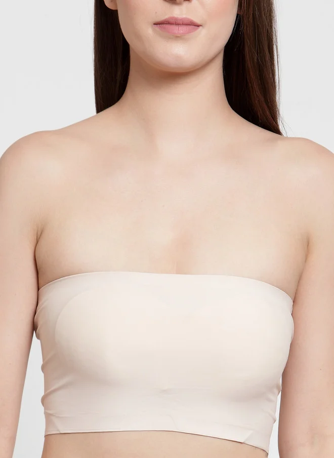 ليس اند مي  Laceandme Beige Solid Non-Wired Lightly Padded Bandeau Bra 3017